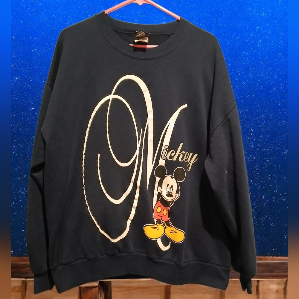 Vintage Mickey Unlimited Disney Sweatshirt 1990s Blue Womans XXL Mouse